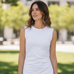 Athleta Stylish Tee Dress Lined White Women’s Size Small , Sundress, Coverup.